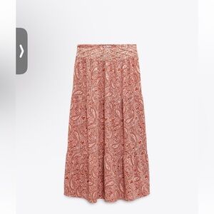 Zara Long Printed Beaded Skirt